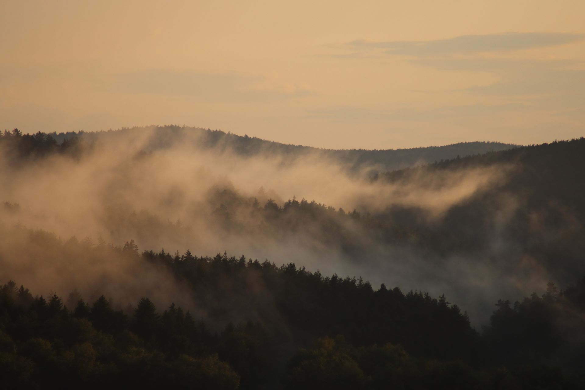 Misty mountains at sunrise